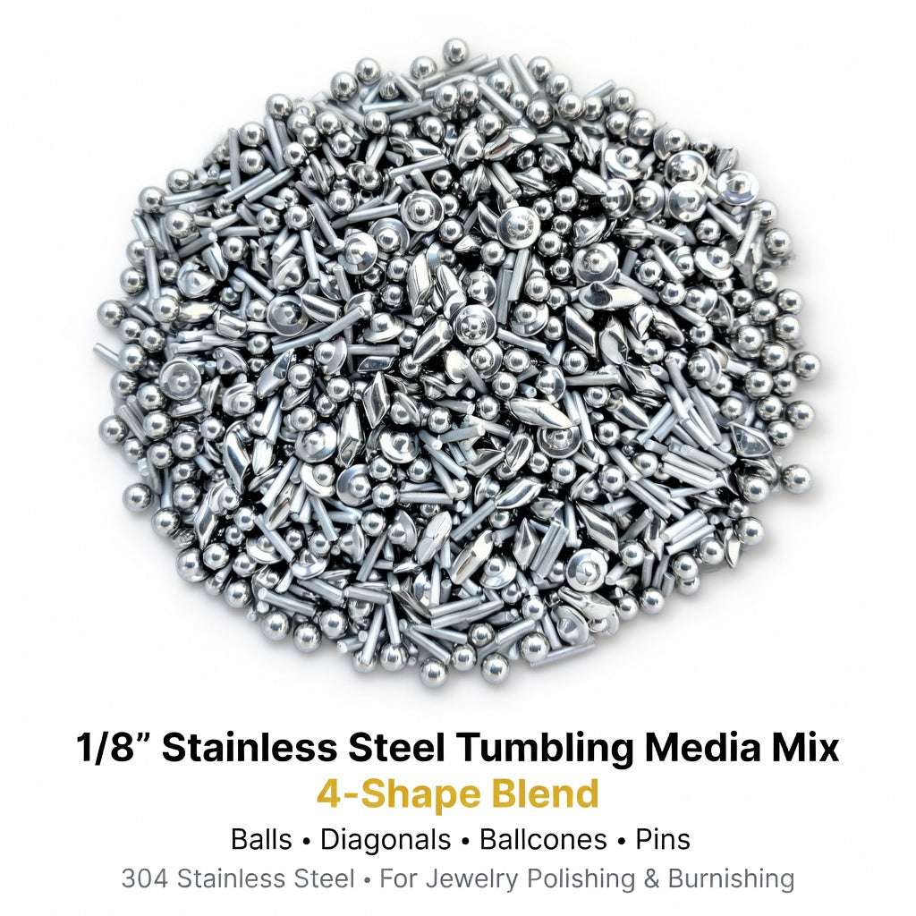 4 Shape Mix (Bulk) - 1/8” Stainless Steel Tumbling Media