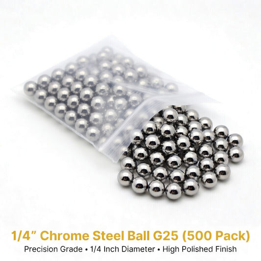 1/4" Chrome Steel Ball G25 (500 Pack)
