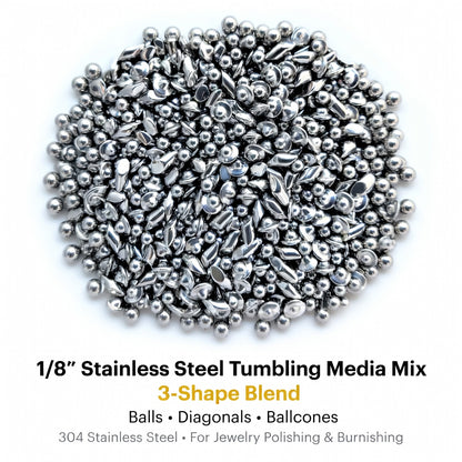 3 Shape Mix - 1/8” Stainless Steel Tumbling Media